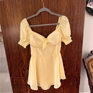 Yellow Puff Sleeve Tie-Front Women’s skort dress